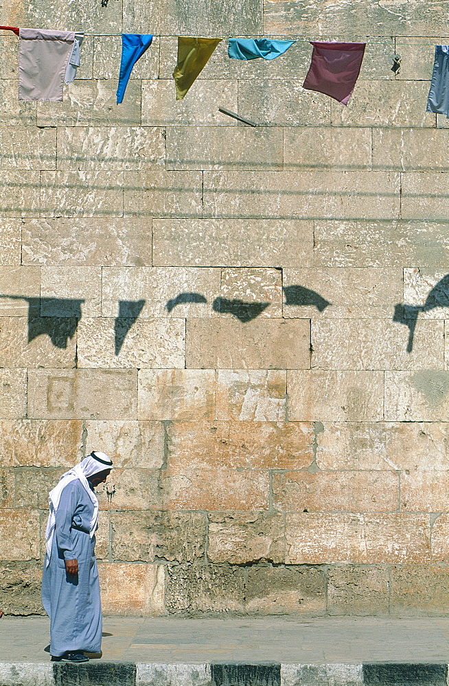 Syria, Orontes Valley, Apamea, The Museum Established In A Turkish Khan (Caravanserai), Man Passing Along The Facade