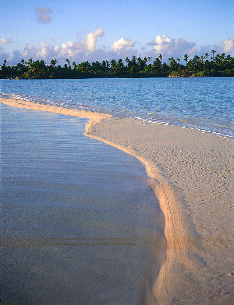 French Polynesia, Tuamotu Archipelago, Atoll Of Rangiroa, The Sables Roses Beach At Dusk