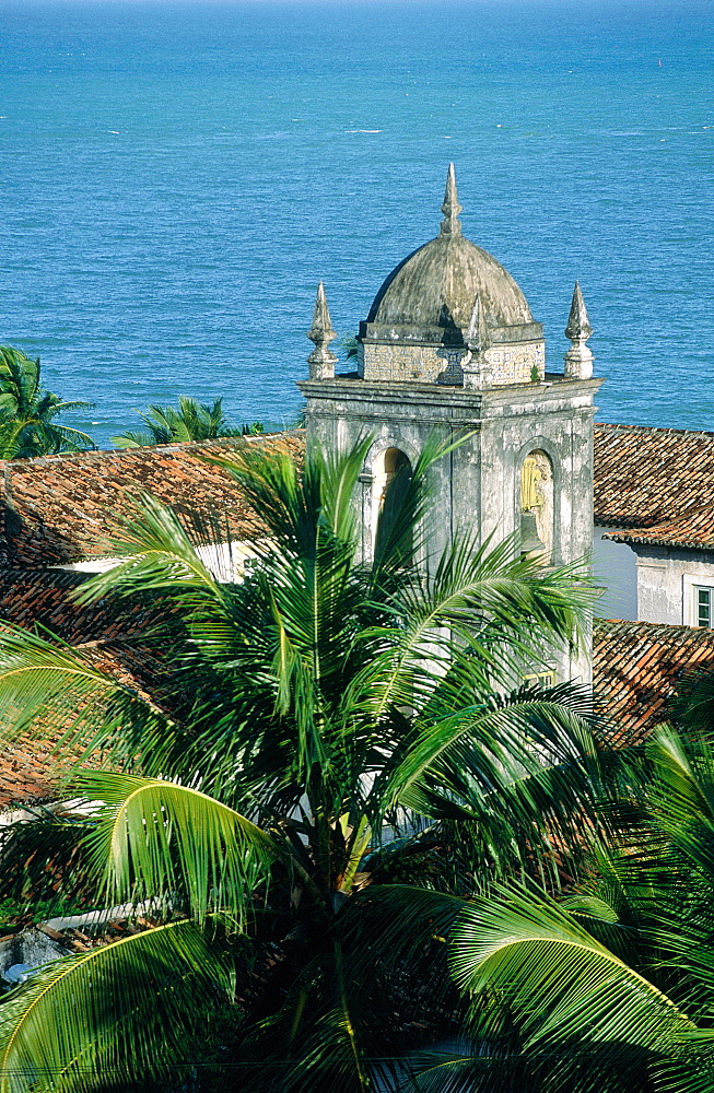 Brazil, Recife, The Historic City Of Olinda, Elevated View On The Ocean And Convento Sao Francisco Burnt By The Dutch And Rebuilt In 1686