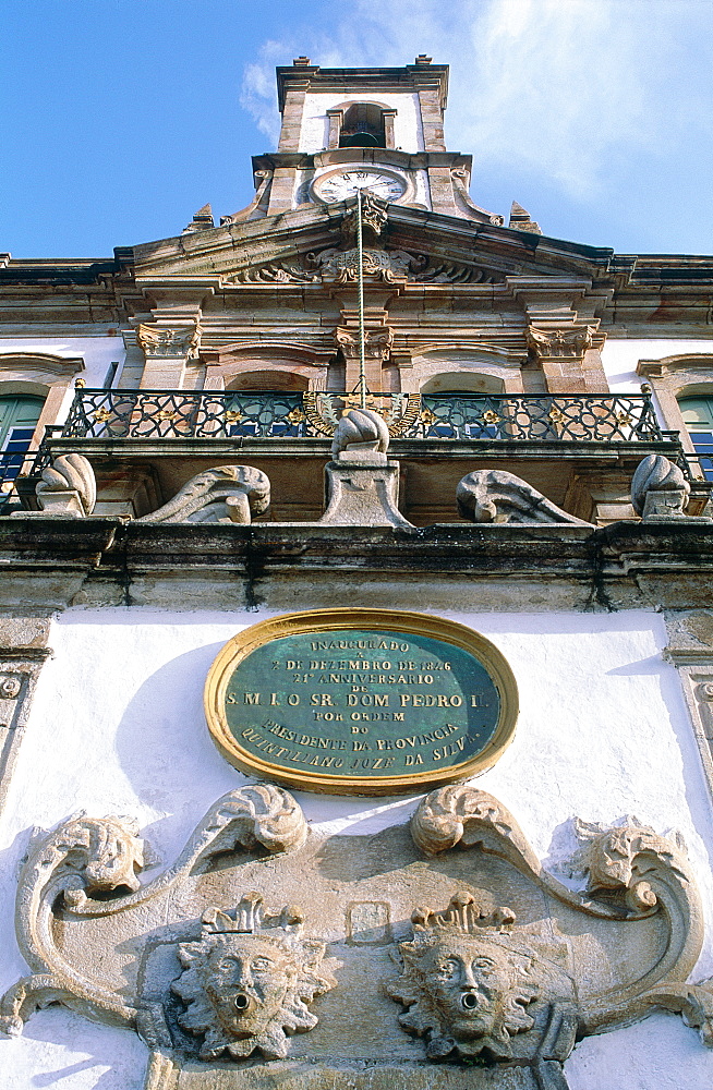 Brazil, Minas Gerais, The Historic City Of Ouro Preto, Square Praca Tiradentes, The Former Governor's Palace Facade