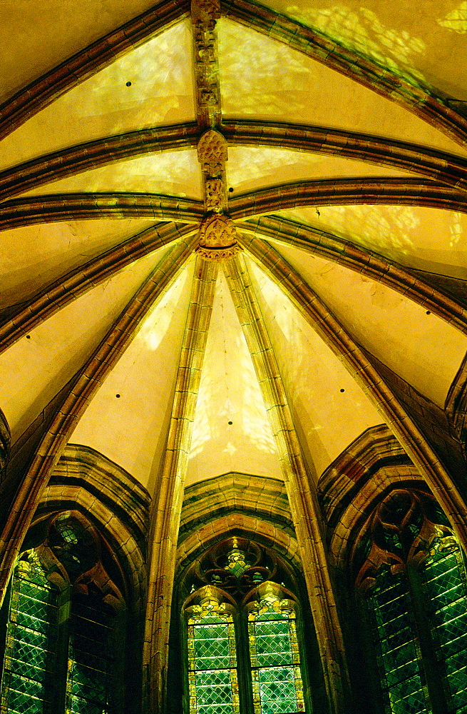 France, Normandy, Manche (50), Mont Saintmichel, The Abbey, Detail Of Gothic Vaults