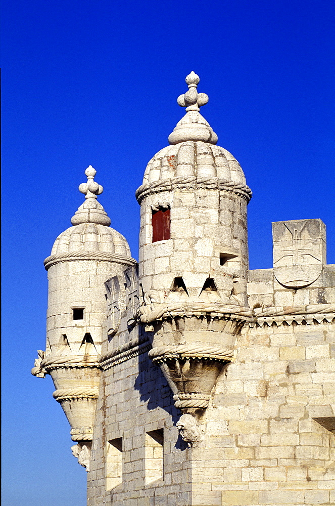 Portugal, Lisbon (Near), Belem, The Stone Tower Built On Tagus River From 1515 To 1525, Detail Of Roof