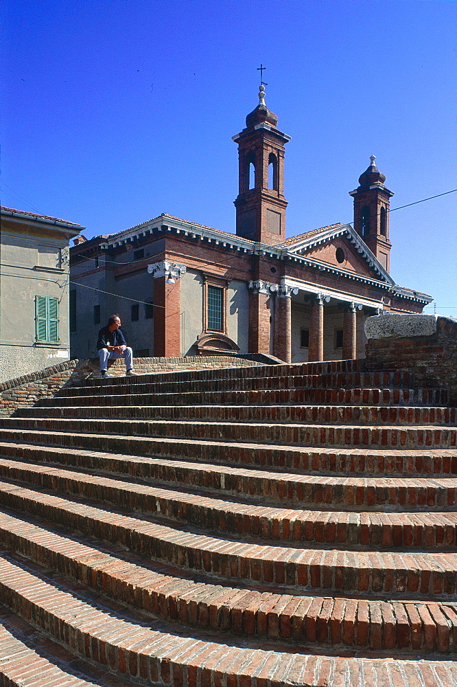 Italy, Emilia Romagna, River Po Delta, Comarchio, Stairs Leading To The Church