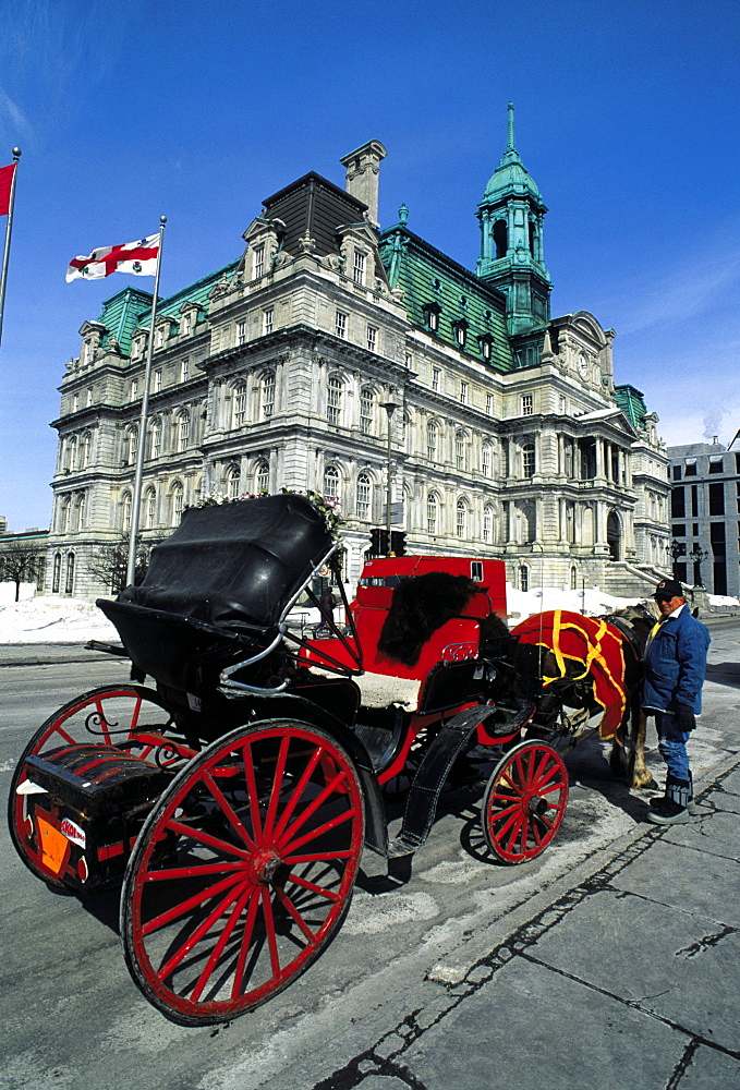 Carriage by the City Hall, Montreal, Quebec, Canada, North America