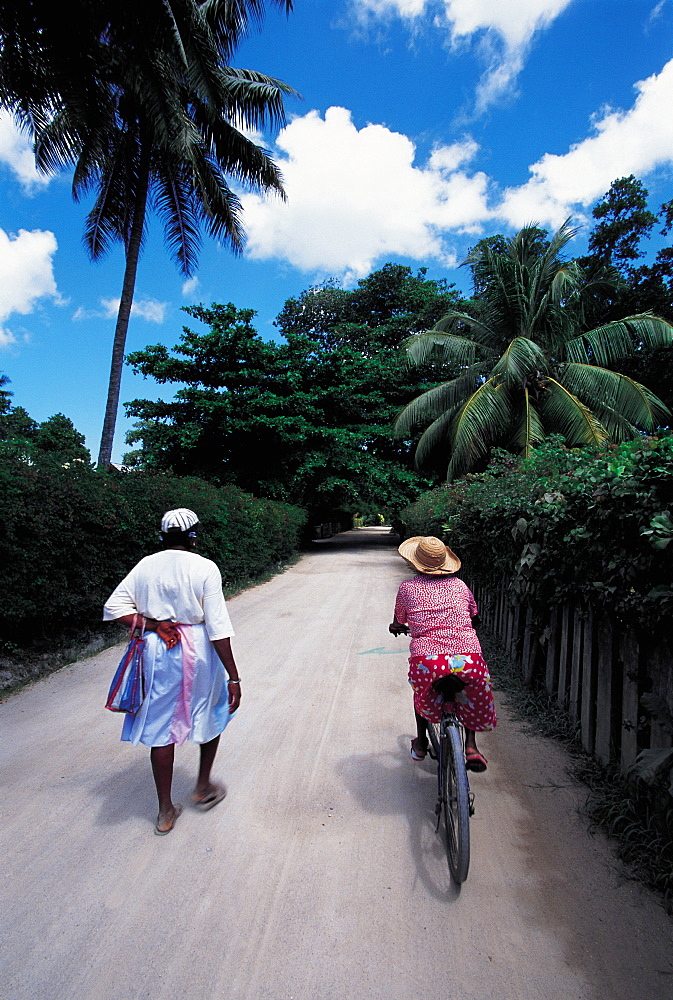 Seychelles, Ladigue, Women On The Main Road