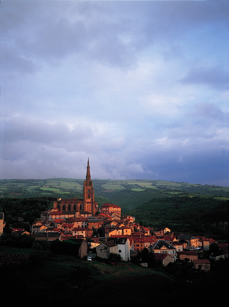 France, Aveyron, Roquefort Area, Typical Village At Dusk