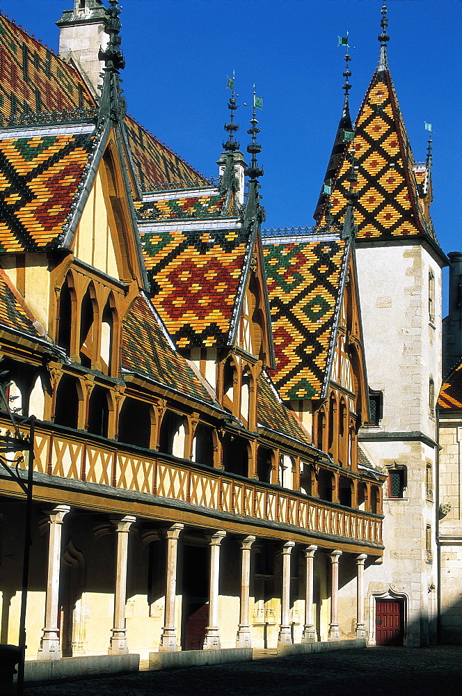 Beaune, Hospital, Colored Roof Tiles, Burgundy, France