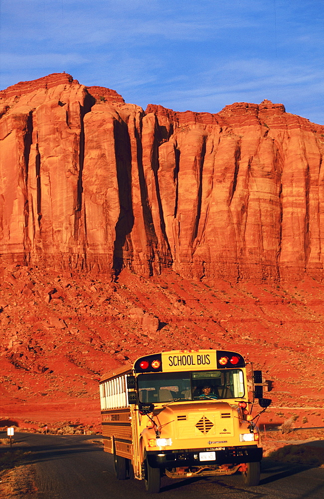 Usa, Arizona, Monument Valley, Navajo School Bus