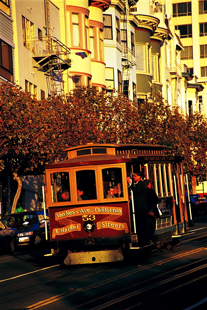 Van Ness Cable Car In Motion, San Francisco, Usa