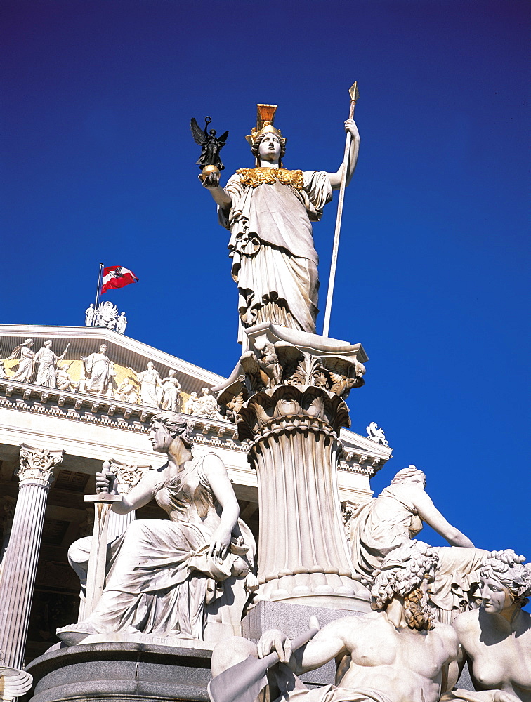 The Parliament And Athena Statue, Vienna, Austria