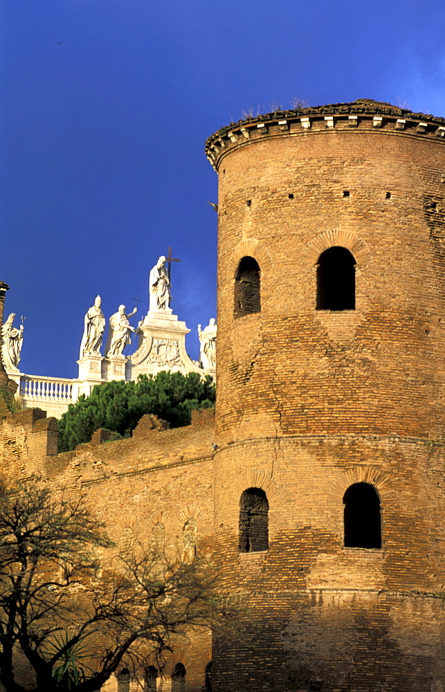 Italy, Rome, The Ramparts And San Giovanni De Latrano Basilica Behind