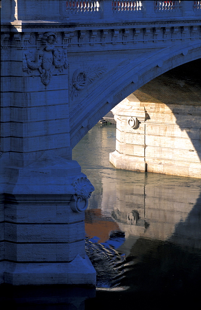 Italy, Rome, Bridge On Tevere River