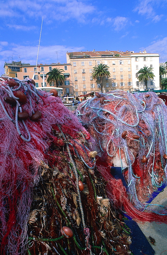 France, Corsica, South, Ajaccio, The Harbour And Marina, Nets At Fore