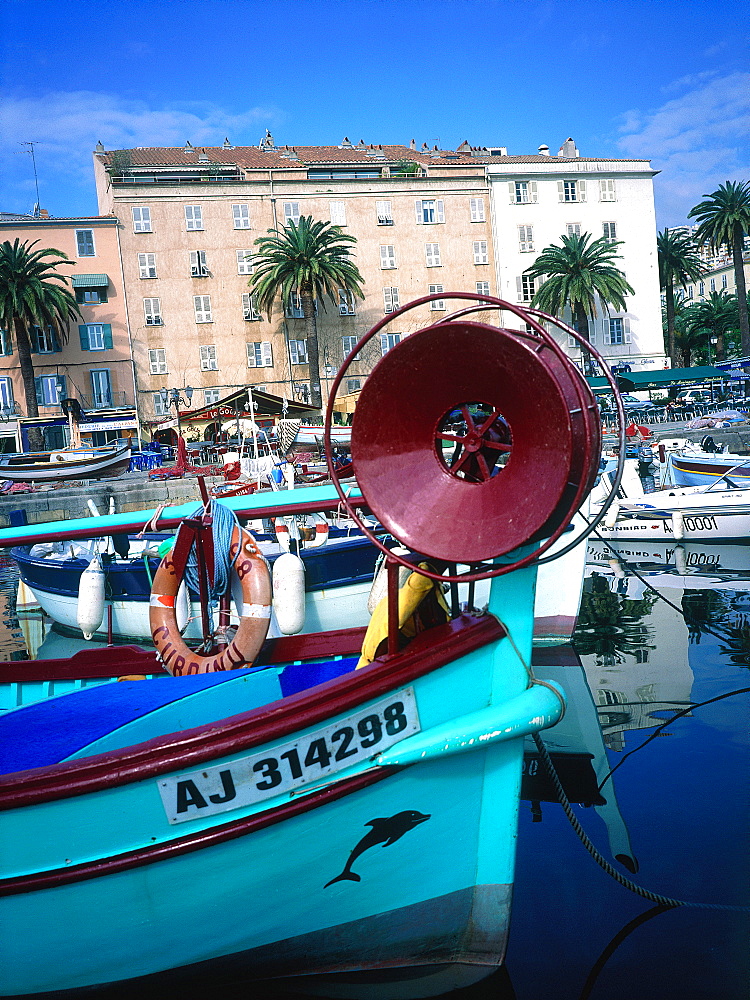 France, Corsica, South, Ajaccio, The Old Harbour And Marina, Traditional Fishing Boat At Fore