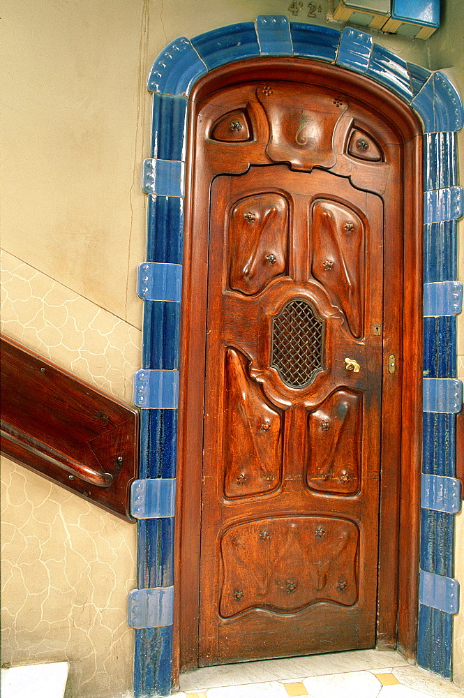 Spain, Catalonia, Barcelona, Paseo De Gracia, Casa Batlo Designed By Gaudi, Interior Door