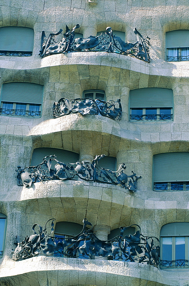 Spain, Catalonia, Barcelona, La Pedrera (Casa Mila) Built By Gaudi, Balconies