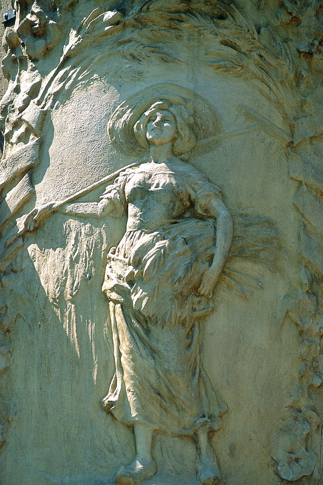 Spain, Catalonia, Barcelona, Barrio Gotico, Relief On A Modernist Bakery