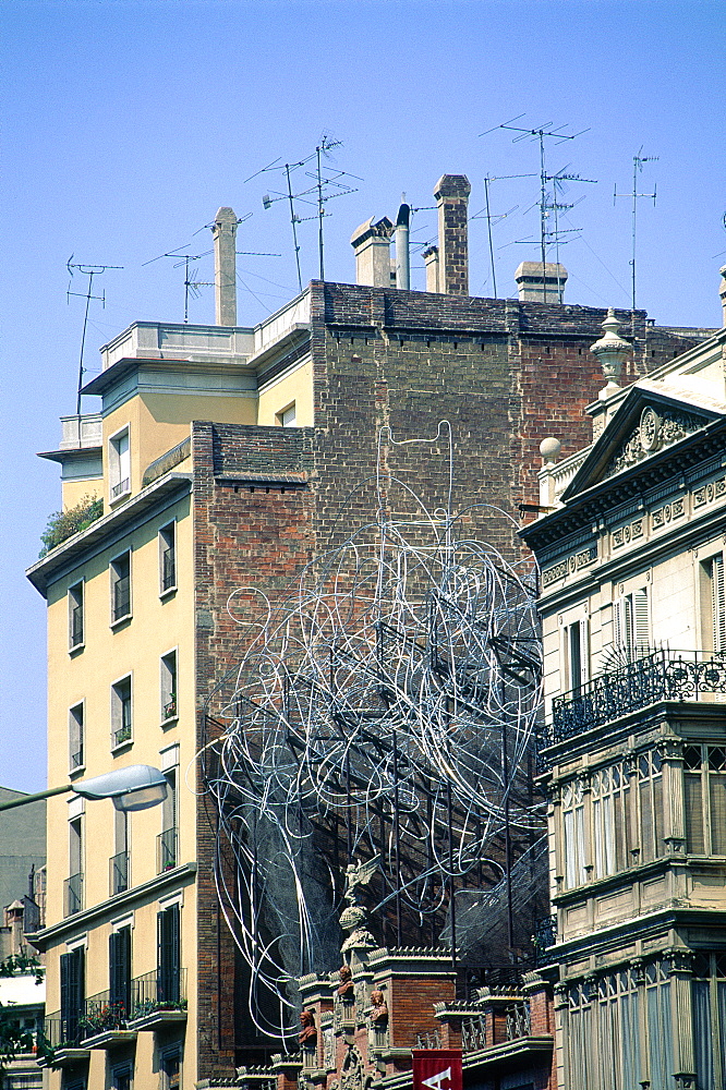 Spain, Catalonia, Barcelona, Fundacio Tapies With A Sculpture On The Roof