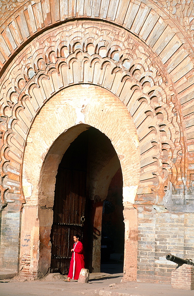 Morocco, Marrakech, City Gate In The Ramparts (Bab Agenou)