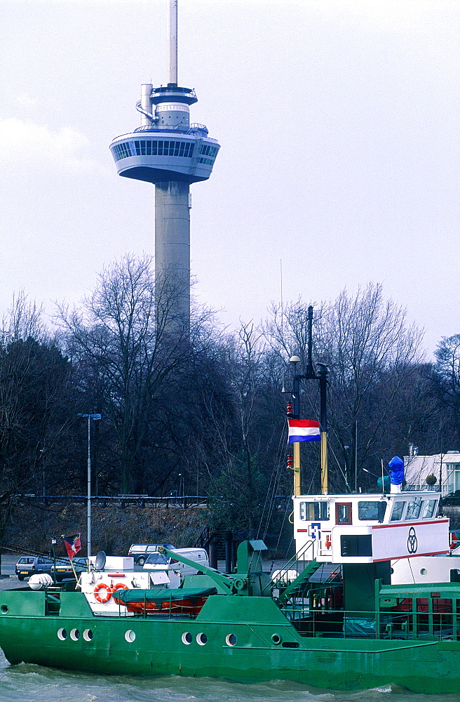 Netherlands, Rotterdam, The Harbour, Tv Tower At Rear