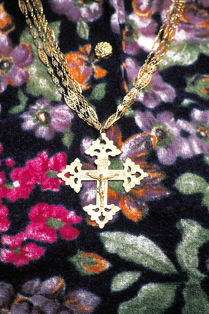 France, Alps, Traditional Megve Gold Cross