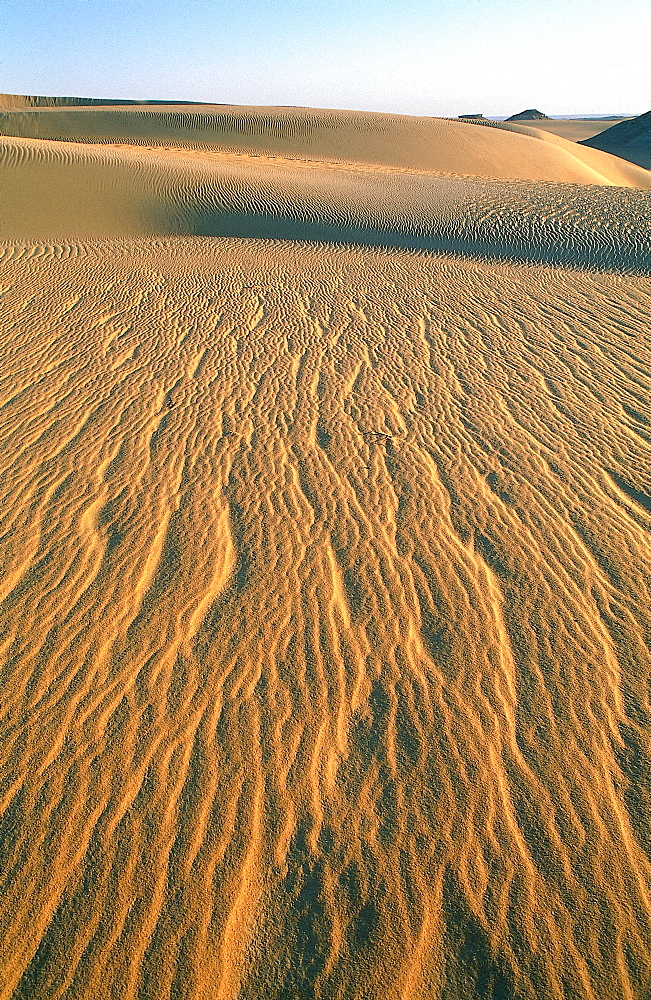 Algeria, Sahara, Djanet Oasis, Sand Dunes At Sunrise 