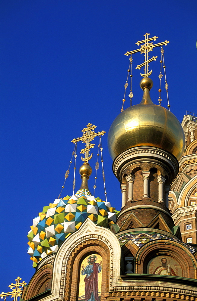 Russia, Saint Petersburg, Resurrection Church ( Saint Savior Church Of The Blood) Belfries And Bulbs 