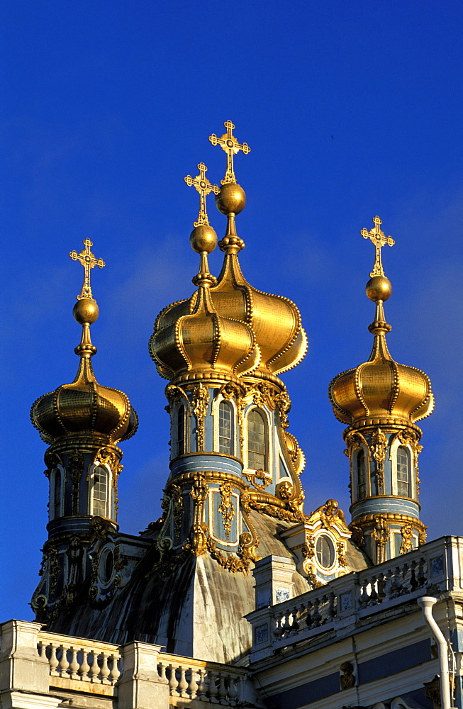 Russia, Saint Petersburg, Tsarskoie Selo (Pushkin) Catherine Ii Castle & Park The Church Belfry Bulbs 