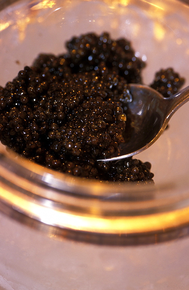 Russia, Saint Petersburg, Caviar Being Served In Luxury Restaurant, Close-Up 