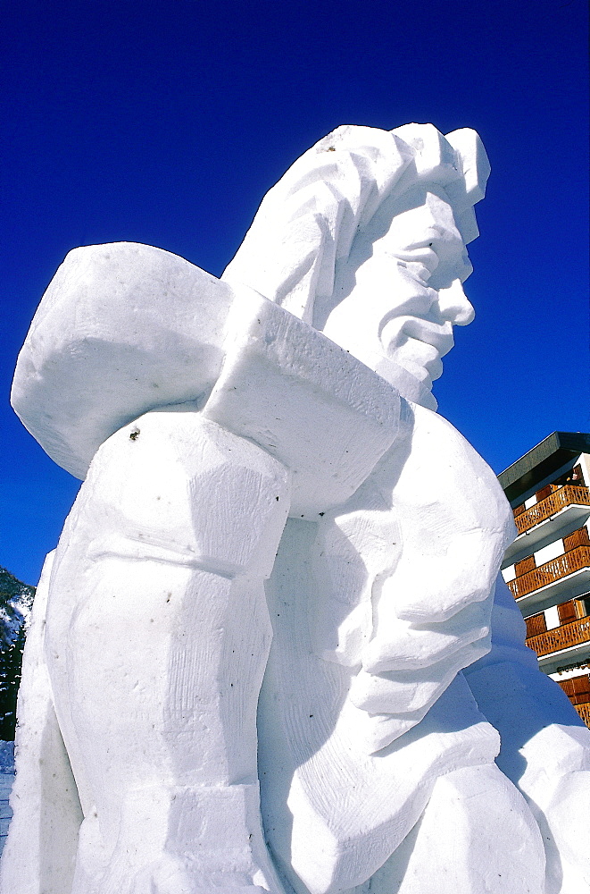 France, Alps In Winter, Savoie, Valloire, Snow Carving Contest. 