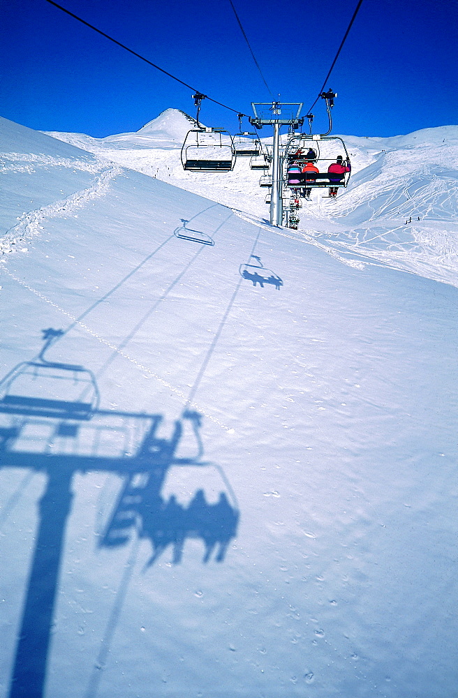 France, Alps In Winter, View From A Ski Lift 