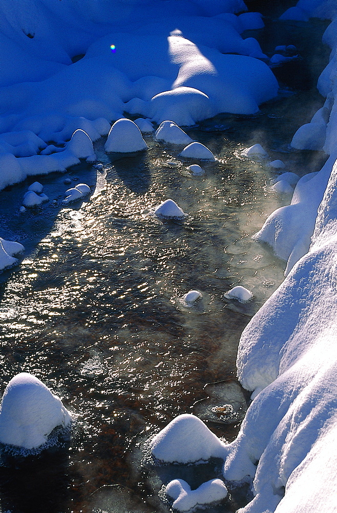 Canada, Quebec In Winter, Otish Mountains, Small Stream 