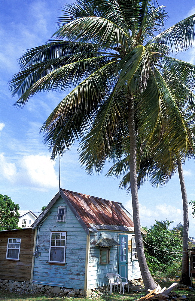 Caribbean, West Indies, Barbados, Chattel House (Small Movable Wooden Home Often Colored)