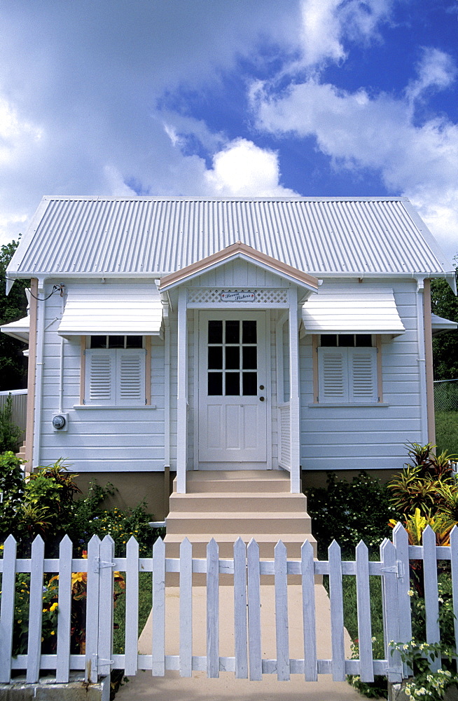 Caribbean, West Indies, Barbados, Chattel House (Small Movable Wooden Home Often Colored)