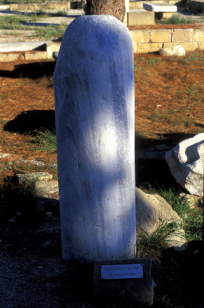 Cyprus, City Of Paphos, The Panayia Chrysopolitissa Church And The Early Christian Basilica Ruins, The St Paul Column Where He Was Beaten