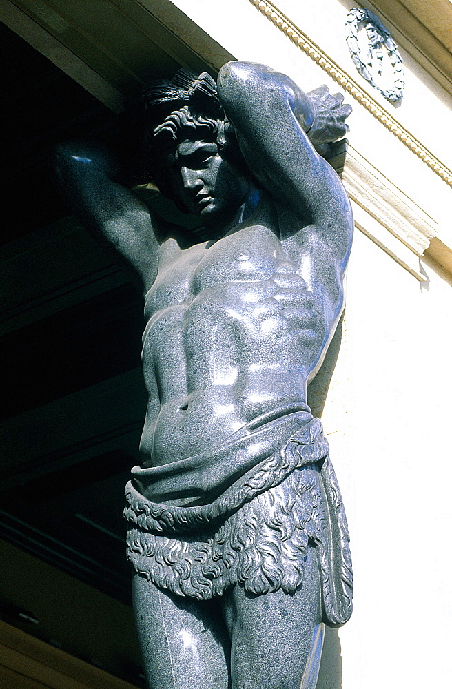 Russia, St-Petersburg, Winter Palace Facade (Hermitage Museum), The At Lantes Porch Built In 1852, Close Up Of A Granite Stone At Lante