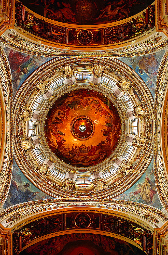 Russia, St-Petersburg, Saint Isaac Cathedral Built By Auguste De Montferrand (French Architect) , The Dome Seen From Below