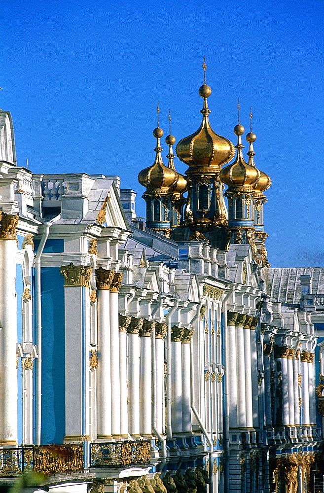 Russia, St-Petersburg, Tsarskoie Selo (Pushkin), Catherine Ii Palace, The Facade On Park