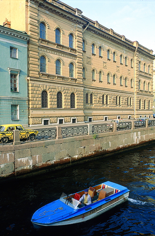 Russia, St-Petersburg, The Winter Palace Canal, Private Motorboat