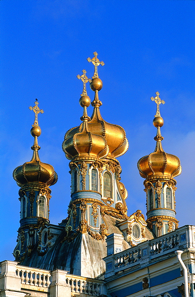 Russia, St-Petersburg, Tsarskoie Selo (Pushkin), Catherine Ii Palace, The Belfries Bulbs Of The Chapel