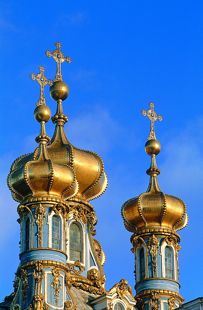 Russia, St-Petersburg, Tsarskoie Selo (Pushkin), Catherine Ii Palace, The Belfries Bulbs Of The Chapel