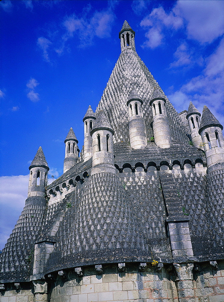 France, Val-De-Loire, Maine-Et-Loire, Fontevraud Abbey, The Kitchens Stone Vaults And Chimneys