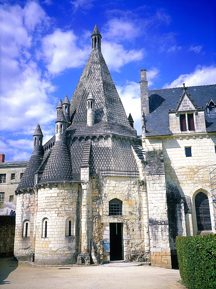 France, Val-De-Loire, Maine-Et-Loire, Fontevraud Abbey, The Kitchens Stone Vaults And Chimneys