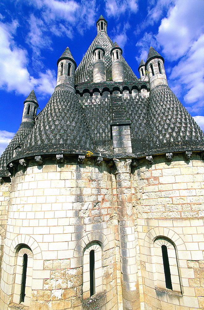 France, Val-De-Loire, Maine-Et-Loire, Fontevraud Abbey, The Kitchens Stone Vaults And Chimneys