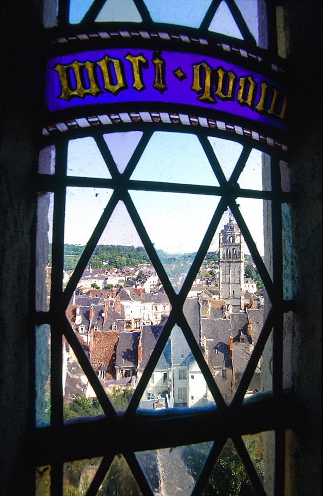 France, To Uraine Val-De-Loire, In Dre-Et-Loire, Loches, The Medieval Castle, A Renaissance Window With View On The To Wn, Castle Open To Public