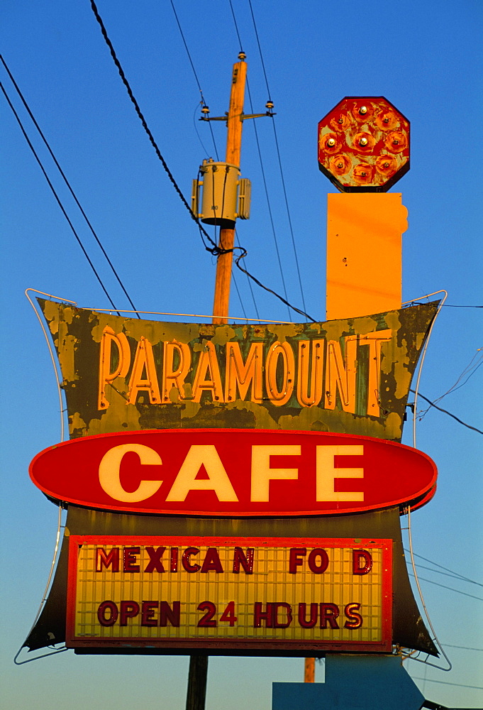 Cafe sign, Gallup, New Mexico, United States of America, North America