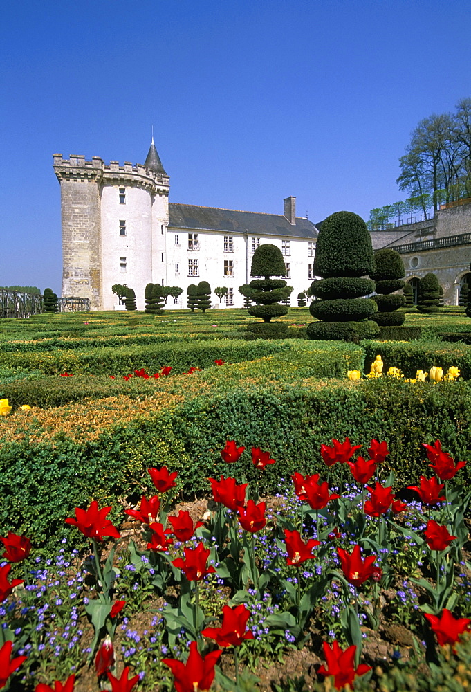 Chateau de Villandry and gardens, UNESCO World Heritage Site, Loire Valley, France, Europe