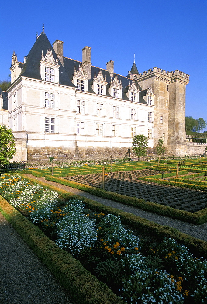 Chateau de Villandry and gardens, UNESCO World Heritage Site, Loire Valley, France, Europe