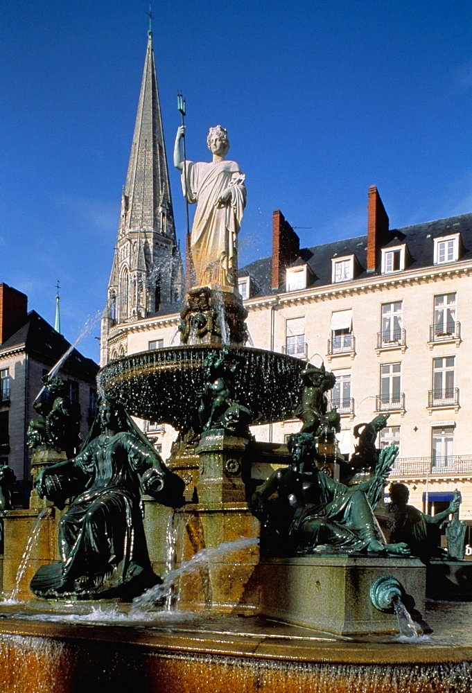 Loire fountain, Place Royale, Nantes, Loire Atlantique, France, Europe