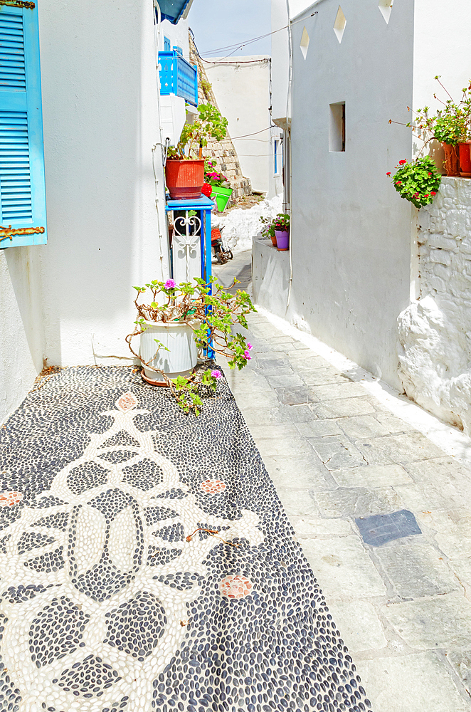 Old town street, Mandraki, Nisyros Island, Dodecanese Islands, Greek Islands, Greece, Europe